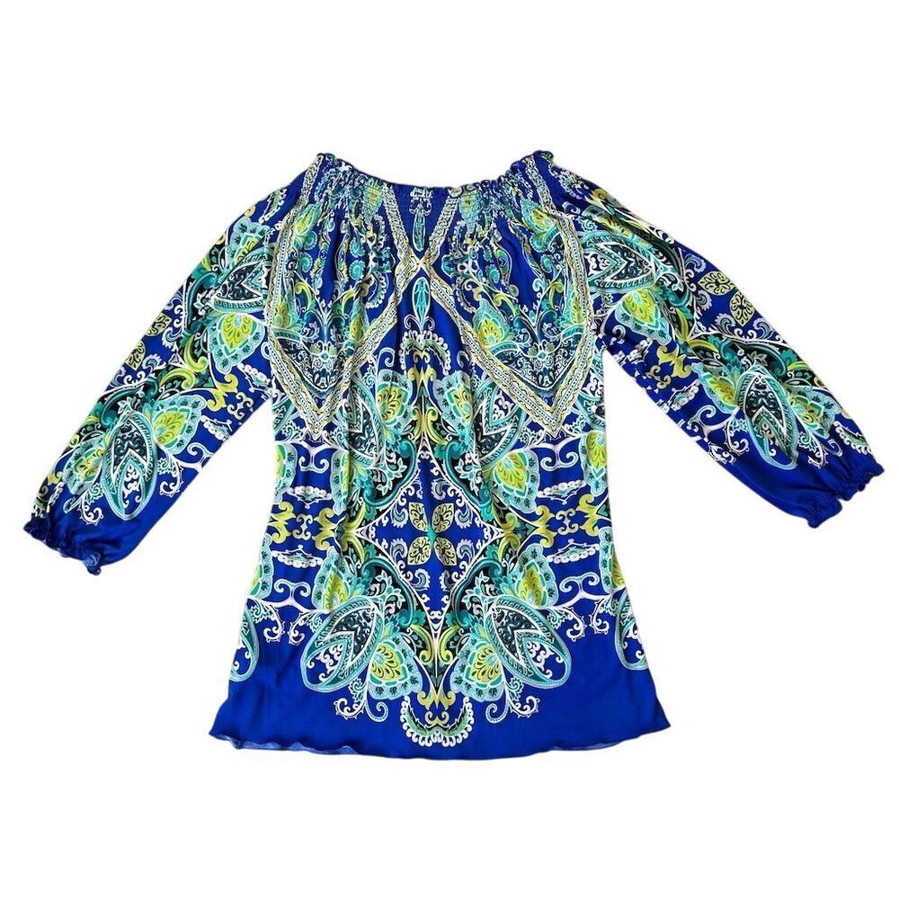 Madison Women's Paisley Tunic Blouse Multicolor Size S - Picture 6 of 8